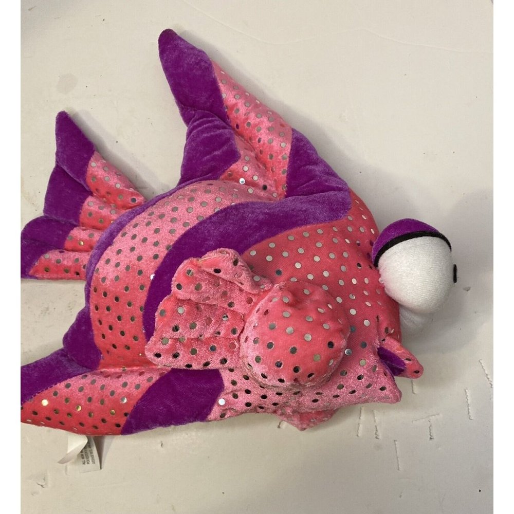 Peek-A-Boo Toys Stuffed Animal Tropical Fish Angel Hot Pink Purple Sequins